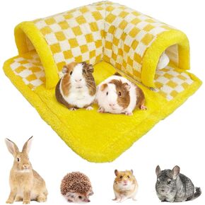 Hamiledyi Guinea Pig Tunnel Bed Removable and Washable Rabbit Hideout Cozy Fleece Small Animal Tunnel Tube Toys Guinea Pig Accessories for Bunny Chinchilla Hamster Hedgehog Ferret