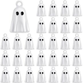 30 Pcs Halloween Ghost Charms Bulk Horror 3D Ghost Pendants Enamel Grimace Alloy Charms Small Halloween Charms for Jewelry Making Earring Bracelet Necklace DIY Craft