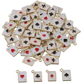 80Pcs Enamel blocks plum blossoms spades hearts Poker Card Charms Gold Alloy Card Pendants for DIY Keychains Necklace Bracelet Earring Jewelry Making Craft Ornament