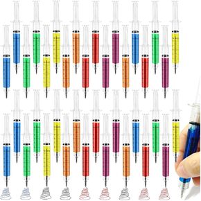 36 PCS Syringe Pens,Retractable Fun Nurse Pens,3 Colors Ink Syringe Shape Pens,Multi Color Novelty Pen for Nurses,Imaginary Doctor Play,Nursing Student School Supplies,Party Favor Gifts