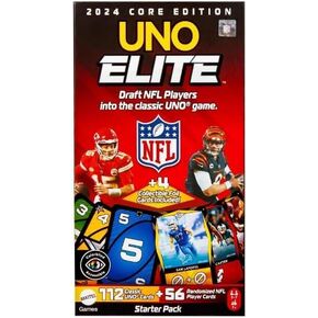 UNO Elite NFL Starter Deck Cards with 4 Surprise Collectible Foil Cards (Players May Vary) - 112 Uno Cards and 56 Trading/Game Cards in Each Pack