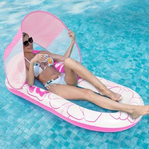 Inflatable Pool Lounge Float-Floaties Rafts for Adults Floating Lounger Sun Tanning Floats Cool Water Floaty Swimming Lake Beach Party Toys with Cup Holders