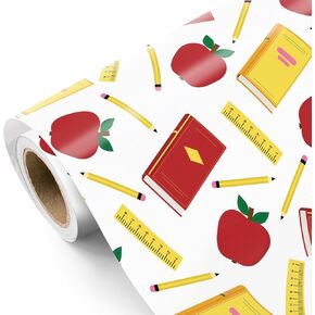 WRAPAHOLIC Back to School Wrapping Paper Roll - Mini Roll - 17 Inch x 16.5 Feet - School Supplies Design Perfect for First Day of School, Students, Teacher Appreciation in Kuwait