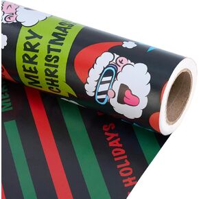 EWES Kraft Christmas Wrapping Paper Brown Black Rolls Vintage Reindeer Tree Thick Aesthetic Elegant Gift Wrap Sheets Retro Rustic Heavy Duty Reversible Neutral Recyclable Total 28.5sq.ft