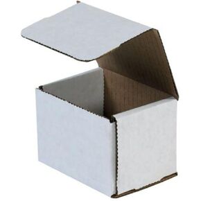 Secure Seal Shipping Boxes - 5x3x2" Mailers - White Foldable Corrugated Cardboard Packaging for Mailing, Moving, Storage, and Organizing - Strong Lightweight Foldable (Bulk 50 Pack)