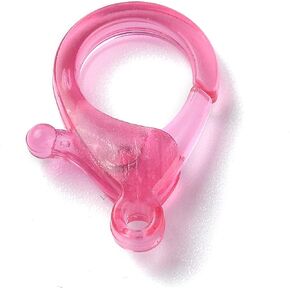 100pcs Transparent Plastic Lobster Claw Clasps Clear Tiny Fastener Hook End Clasps 26x19mm for DIY Bracelet Necklace Jewelry Crafts Making Hole: 2mm