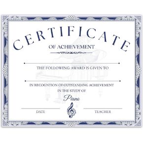 Certificate of Achievement, 25 Pcs Piano Award Certificates for Kids Students, Musical Excellence Awards, Music Certificate Favors & Supplies -14