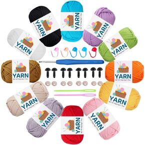 12 Beginner Yarn for Crocheting,Easy-to-See Stitches Yarn for Beginners