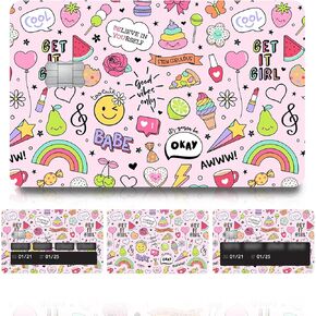 4 Pcs Card Skin, Credit Card Skin for Transportation Key, Waterproof Vanly Debit Card Skin, Cute Personalizing Card Sticker, Slim Card Cover for Small Chips Bright Flowers