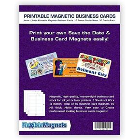 3 Inkjet Printable Business Card Magnetic Sheets. Pre-Cut Cards. 30 Cards Total