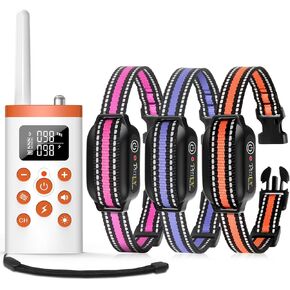 PetJoy 3 Dog Shock Collar with Remote, Dog Bark Collar for Large Dog, Automatic Bark Collar 3 Packs, Bark & Shock Collar 2 in 1 - Auto Mode with 5 Sensitivity Levels
