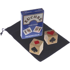 Deluxe Euchre Playing Cards Bundle - 2 Euchre Decks in 1 Box, 2 Suit Marker Dice & Velour Storage Bag
