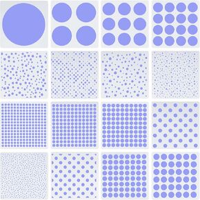 16 Pcs Circle Stencils, Various Reusable Dot Circle Painting Stencil Washable Round Geometric Pattern for Drafting Wood Furniture Wall Scrapbook Card DIY Crafts