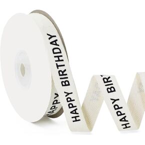 Birthday Cotton Ribbon 5/8 Inch x 9 Yards Fabric Ribbon Herringbone for Gift Wrapping Decoration Handmade Birthday Party