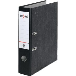 Rexel Foolscap Lever Arch File x1, Black, 500 Sheets Capacity, 75 mm Spine Width, Strong & Durable Paper on Board, Great for Filing and Archiving at Home, School and The Office, 2115548
