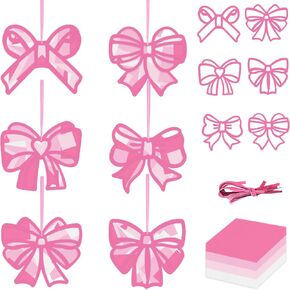 Pink Bow Suncatchers Tissue Paper Craft Kit Pink Bow Handmade Paper Cardboard DIY Art Crafts for Home School Classroom Birthday Party Decorations Supplies Window Stained Glass Effect Art Supplies