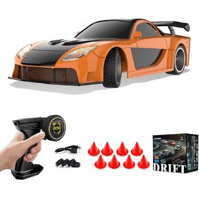 1/43 Scale Mini Drift Cars, Electric Full Proportional 2.4G Remote Control Racing Drift Car Model with Lights Kit, 15KM/H High Speed Vehicle Gift for Adults