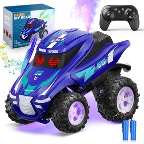 Monster Truck, 2.4Ghz Remote Control Cars Toys for Kids RGB Light Music Off Road RC Stunt Car for Boys RC Drift Cars Musical Racing Car with Spray Effect Presents for 3 4 5 6 7 8+ Year Old Boys/Girls