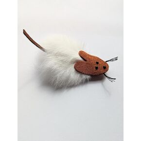 The Original, Trademarked, Flat Rat Cat Toy Made of Real Rabbit Fur and Suede Leather (Natural)