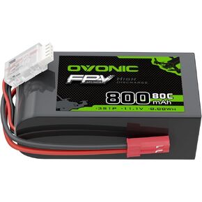 OVONIC 11.1V 80C 800mAh 3S Lipo Battery with JST Plug