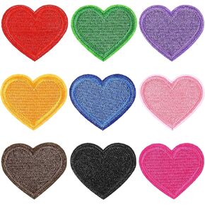 Giantree 27 Pcs Colorful Heart Iron On Patches, Heart Iron-On Patches, Colorful Mini Hearts Patch Embroidered Patch Applique for Clothing Jackets Backpacks Decorations