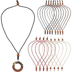 FASHEWELRY 30pcs Waxed Black Cord Necklace Adjustable String Cord Necklace Rope Necklace Cord with Metal Ring for Hanging Pendants Necklace Jewelry Making