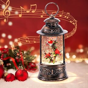 Christmas Lantern Snow Globe, Singing Light up Snow Globe with 6 Hour Timer, USB & Battery Operated Christmas Music Box, Christmas Tree Shaped with House Snow Scenery for Indoor Tabletop Home Gifts in Saudi Arabia