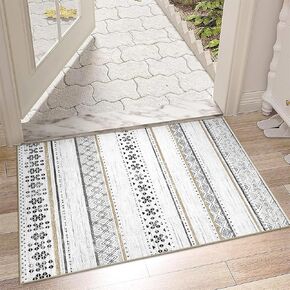 BESTSWEETIE 2x6 Hallway Runner Rugs Washable Rug Moroccan Farmhouse Neutral Geometric Low Pile Non-Slip Soft Rug for Entryway Bedroom Laundry Room Indoor Black/Brown