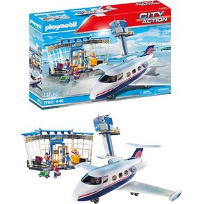 PLAYMOBIL City Action 71153 Airport with Airplane, Includes Toy Plane with Detachable Roof, Toys for Children Ages 4 and Up