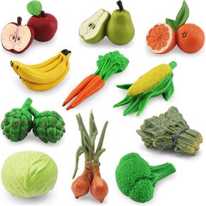 ONEST 11 Pieces Fruits Vegetables Figurines Realistic Detailed Plastic Fruits Vegetables Figures Toys for Kids Adults