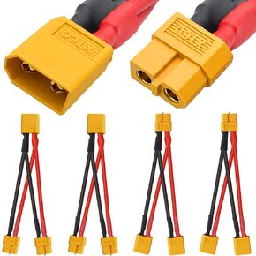 XT60 1 to 2 Y-Splitter, XT60 Male to Female Parallel Battery Connector Cable for RC Multicopter Quadcopter (4 Pack, 10cm/3.93in)