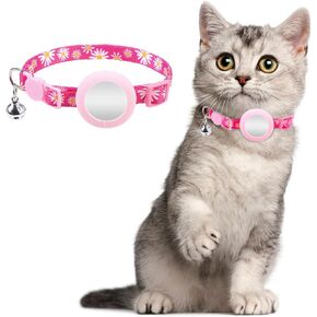 KOOLTAIL Breakaway Cat Collar with Air Tag Holder and Bells, Reflective Cute Kitten Collars, Adjustable Lightweight Safety Buckle Pet Collars for Kitty Boys Girls Cats Holiday, Purple
