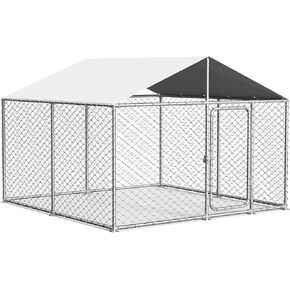 7.8x7.8 FT Extra Large Outdoor Dog Kennel Outside, Heavy Duty Dog Enclosure with Waterproof Cover and Security Lock, Galvanized Chain Link Dog Cage for Large Dogs