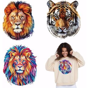 SUPERDANT 4pcs/Set PET Wolf Head Heat Transfer Stickers Watercolor Animal Iron on Transfers Iron on Patches Stickers Washable Heat Transfer Paper for Clothing T-Shirt Jeans Backpacks DIY Applique