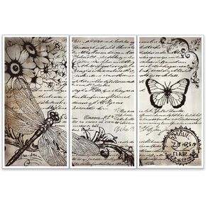 OLYCRAFT 3pcs/Set Blue Flowers Rub on Transfers for Furniture and Crafts 6x12 inch Hydrangea Hummingbird Furniture Decals Chrysanthemums Transfer Stickers Rub on Decals for Wood Furniture Home Decor