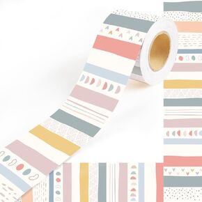 50ft Boho Bulletin Board Border Pastel Classroom Decor Rainbow Bulletin Border Roll Stripe Polka Dot Border Trim for Teacher Back to School Supplies Bulletin Board Classroom Door Wall Chalkboard Decor