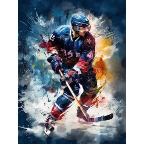 Diamond Art Painting Kits for Adults,Colorful Ice Hockey Sport (6) 5D DIY Full Round Drill Paint with Diamond Dots, Home Wall Decor 11.7 x 15.8 Inch