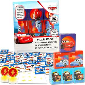 Disney Cars Party Favors for 20 Guests Bundle ~ 20 Pieces Lightning McQueen Favor Boxes with Stickers, Tattoos and Stampers for Kids Birthday Party | Cars Party Supplies and Decorations Combo Pack