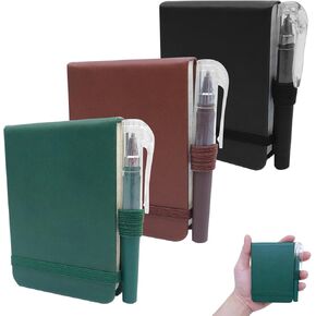 Mini Notebook with Pen, Pocket Size A7 PU Leather Hardcover Small Note pads, Tear-Off Sheets Tiny Notepad with Elastic Band for Nurses, Office, School, Reporter & Travel Journaling, Pack of 3