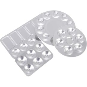 NUOBESTY 4Pcs Artist Palette Aluminium Color Mixing Trays Lightweight and Easy to Clean for and Paint for Art Classes Workshops and Parties