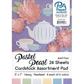 Cardstock Pad 5x7 24pc Pastel Pearlized AST