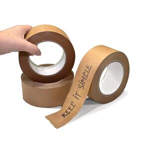 3 Rolls 2 Inch 58 Yards Brown Kraft Paper Packing Tape, Heavy-Duty, Quiet, Writable & Hand-Tearable, Eco-Friendly Gummed Tape for Moving Box, Packing, Shipping, Sealing, Masking & Labeling