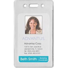 Advantus 75451 Proximity ID Badge Holder, Vertical, 2 3/8w x 3 3/8h, Clear, 50/Pack