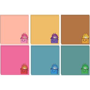 6 Set Dumpster Fire Sticky Notes 2.95 x 2.95 inch Funny Office Sticky Notes 300 Pag White Gifts Coworkers Humorous Memo Pads for Coworker Boss Teacher Women Men Adult (Dark Color)