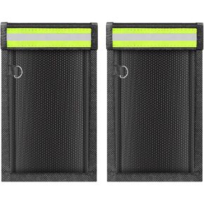 yaokvide 2 Pack Faraday Bags for Phones & Car Keys, Cell Phone Signal Blocking Pouch, Anti-Tracking Anti-Theft EMP Bag, Fireproof & Waterproof Faraday Key Fob Protector with Reflective Strip