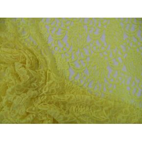 Embroidered Stretch Lace Apparel Fabric Sheer Floral Lemon Yellow RR300