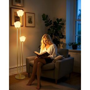 Lightdot 64IN Dimmable (Brightness Adjustable) Globe Floor Lamp, Gold Standing Lamps with 4PCS 3000K G9 Bulbs Soft Warm White Eye Care, Mid Century Modern Floor Lamp for Living Room