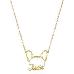 Dog Name Necklace with 50 Ears, Personalized Dog Ear Necklace, Custom Necklaces For Women, Gold Necklace, Pet Memorial Gifts For Dogs, Dog Christmas Gifts, Gifts For Dog Lovers