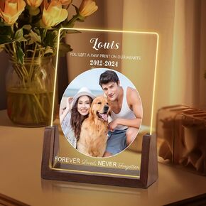 Pet Memorial Gifts for Dogs, Dog Memorial Gifts for Loss of Dog, Dog Memorial Night Light, Cat Loss Sympathy Gifts, Custom Pet Memorial Acrylic Plaque, Cat Memorial Gifts, Memorial Gifts for Pet Lover