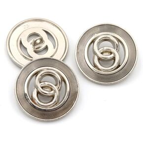 5 Pcs Double Circular Buttons Metal Hollow Bottons for Clothing Crafts Accessories(Golden,25mm)